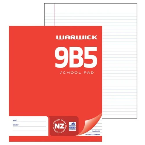 Warwick Pad 9b5 School 36 Leaf Ruled 7mm 255x205mm - Nail Gallerys