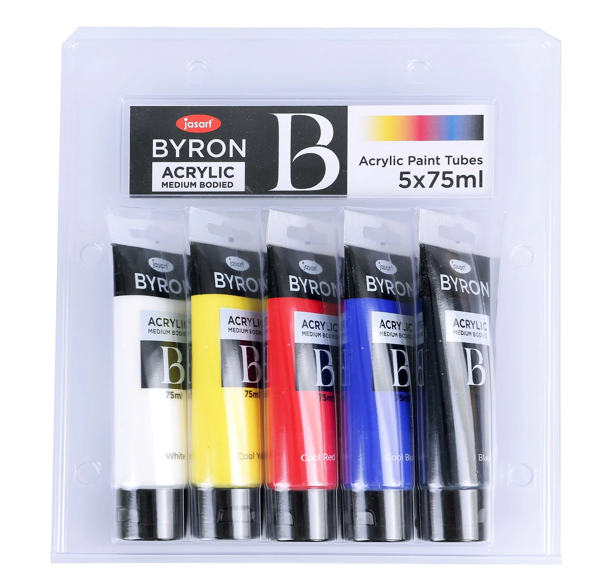 Jasart Byron 75ml Primary Acrylic Paints Set Of 5 - Nail Gallerys