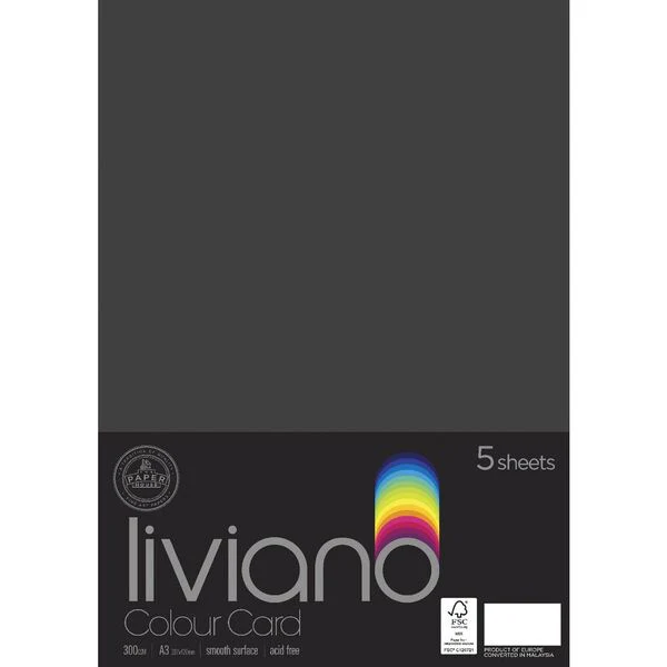 The Paper House Liviano 300gsm A3 Colour Card Pack Of 5 - Nail Gallerys