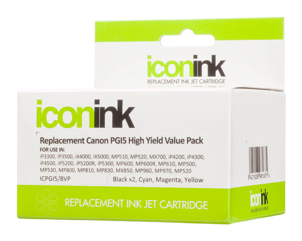 Icon Compatible Canon PGI5 CLI8 BBCMY Ink Value Pack - Nail Gallerys