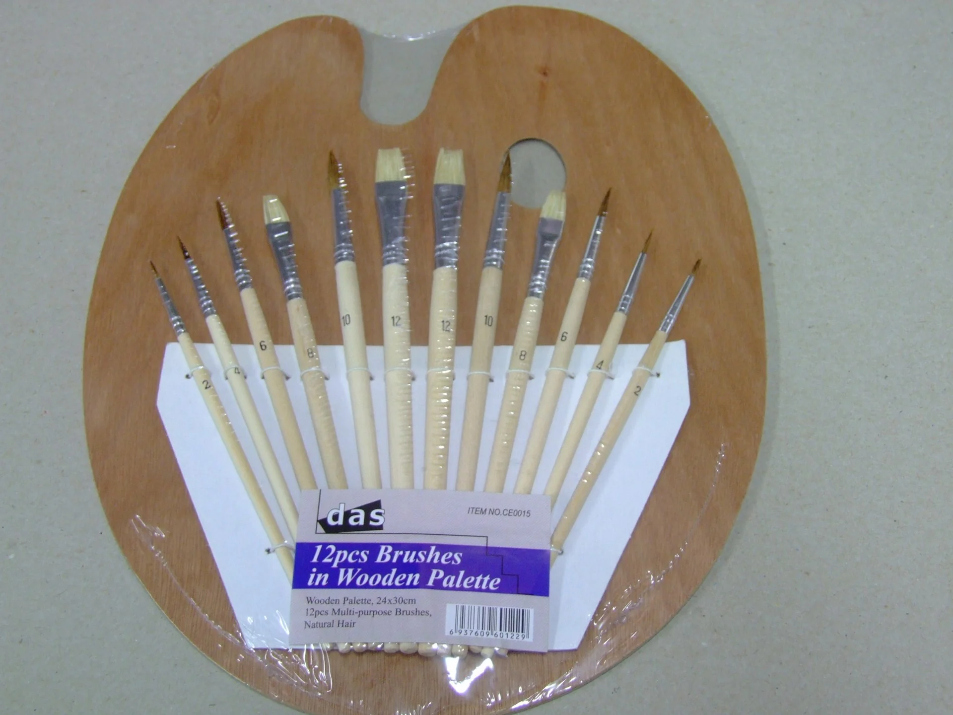 Das Brush Set On Wooden Palette With 12 Assorted Paint Brushes - Nail Gallerys
