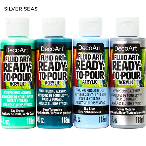 Decoart Fluidart Silver Seas Paint Pouring Set of 4 - Nail Gallerys