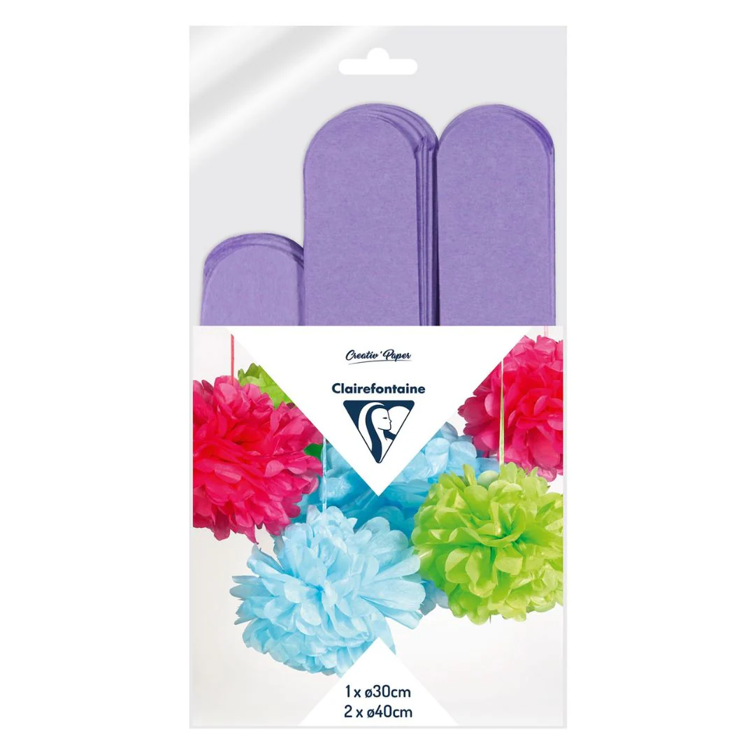 Clairefontaine Mauve Crepe Pompoms Pack of 3 - Nail Gallerys