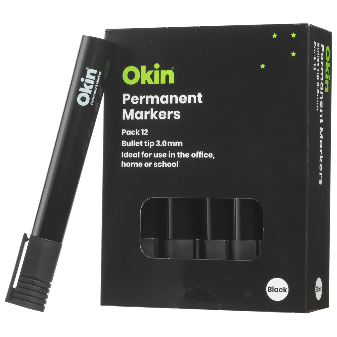 Okin Permanent Marker Bullet Tip - Packs Of 12 - Nail Gallerys