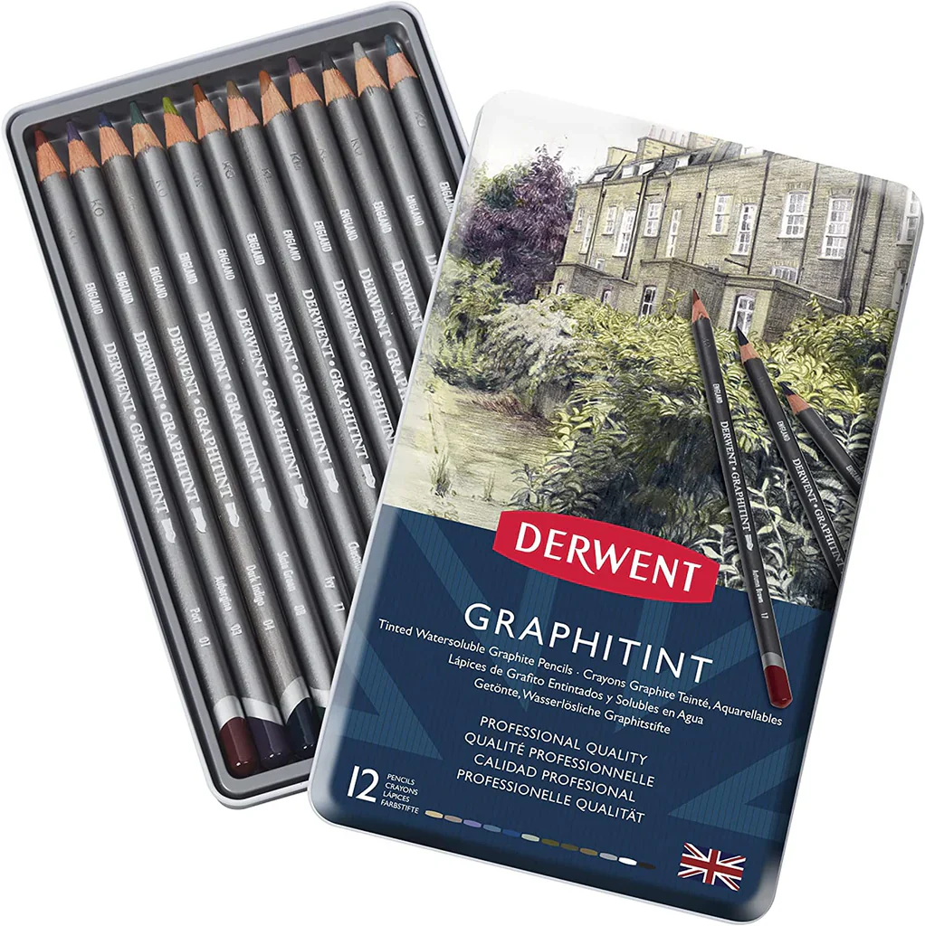Derwent Graphitint Pencils Tin of 12 - Nail Gallerys