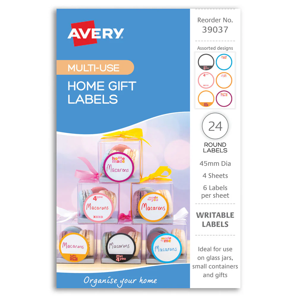 Avery Home Gift Labels 45mm Dia 6up 4 Sheets - Nail Gallerys