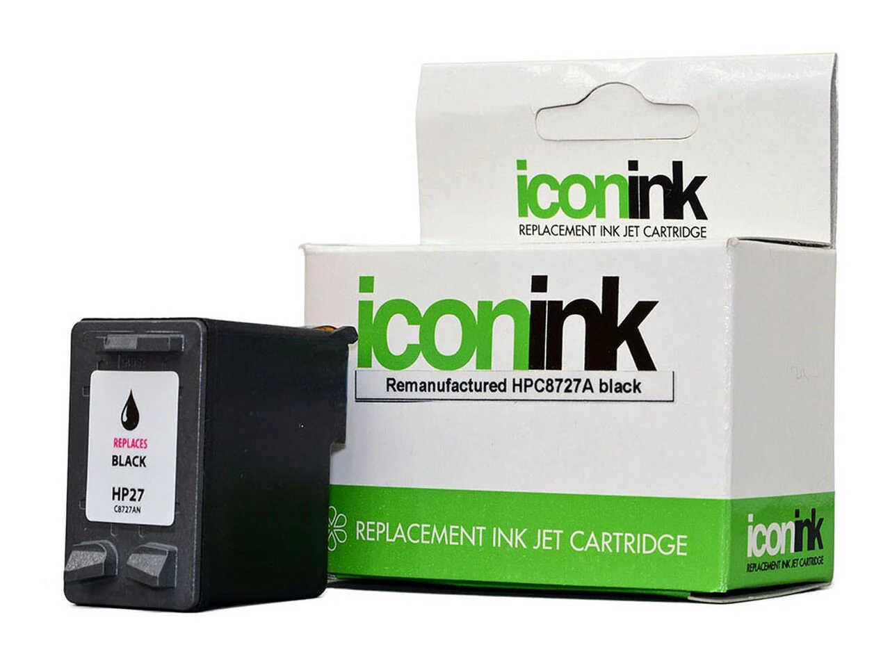Icon Remanufactured Hp 27 Black Ink Cartridge (c8727aa) - Nail Gallerys
