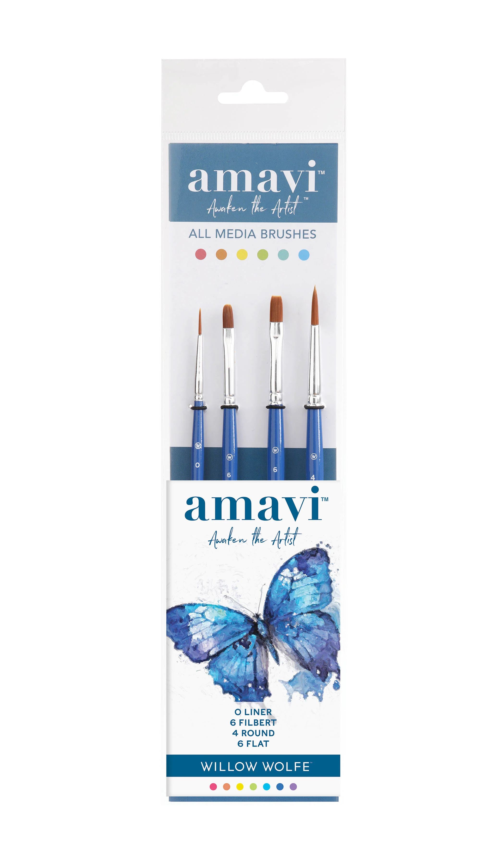 Willow Wolfe Amavi Starter Golden Taklon Brush Set - Nail Gallerys