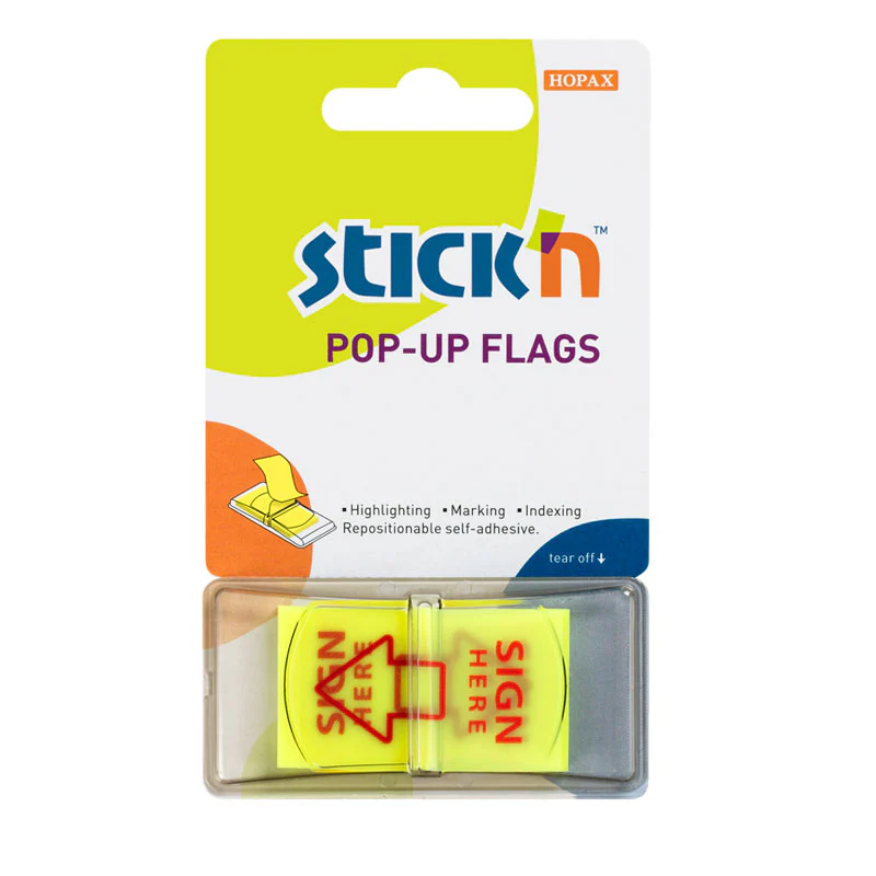 Stick'n Pop Up Flags Sign Here 45x25mm 50 Sheets - Nail Gallerys