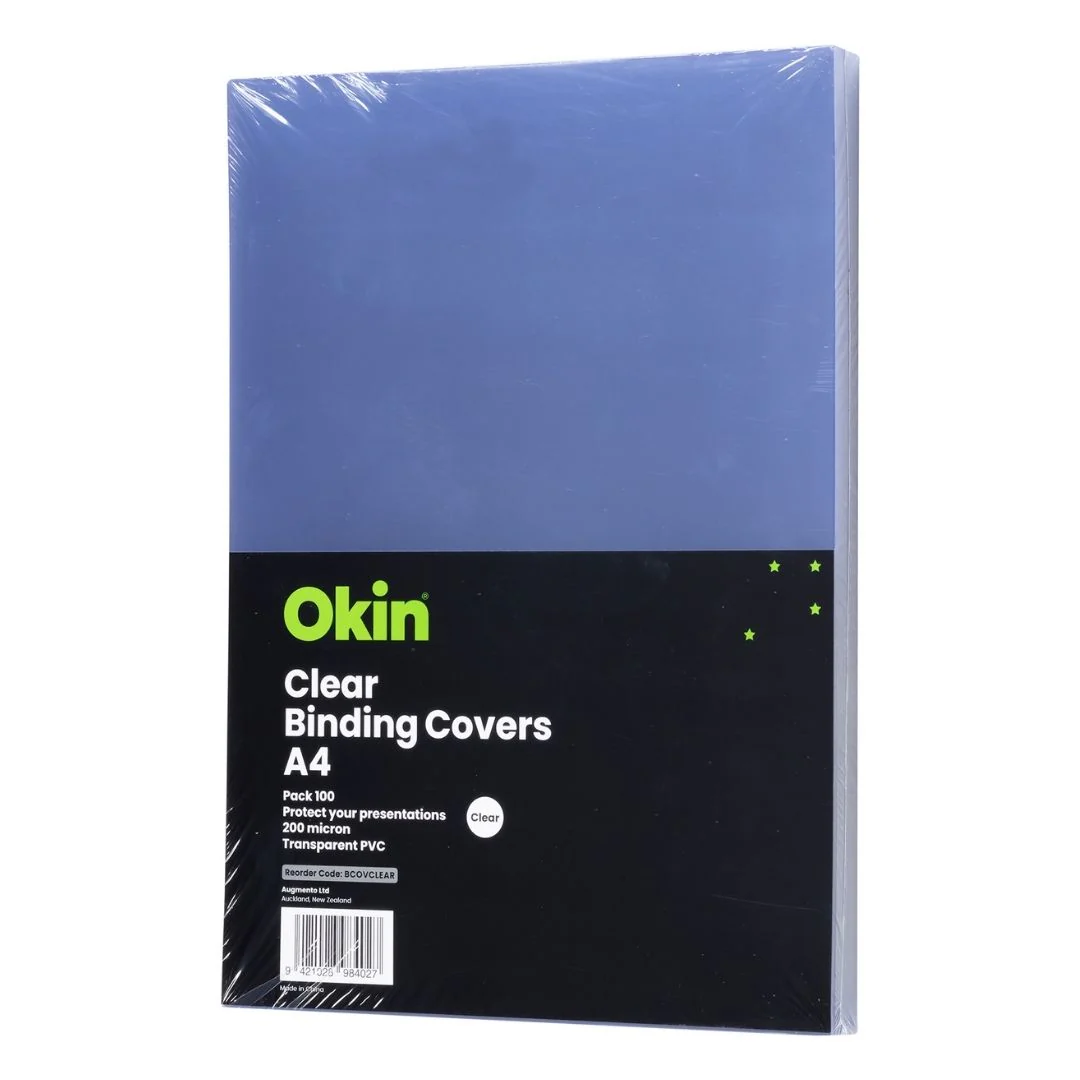 Okin Binding Covers A4 Clear 200mic Pack Of 100 - Nail Gallerys