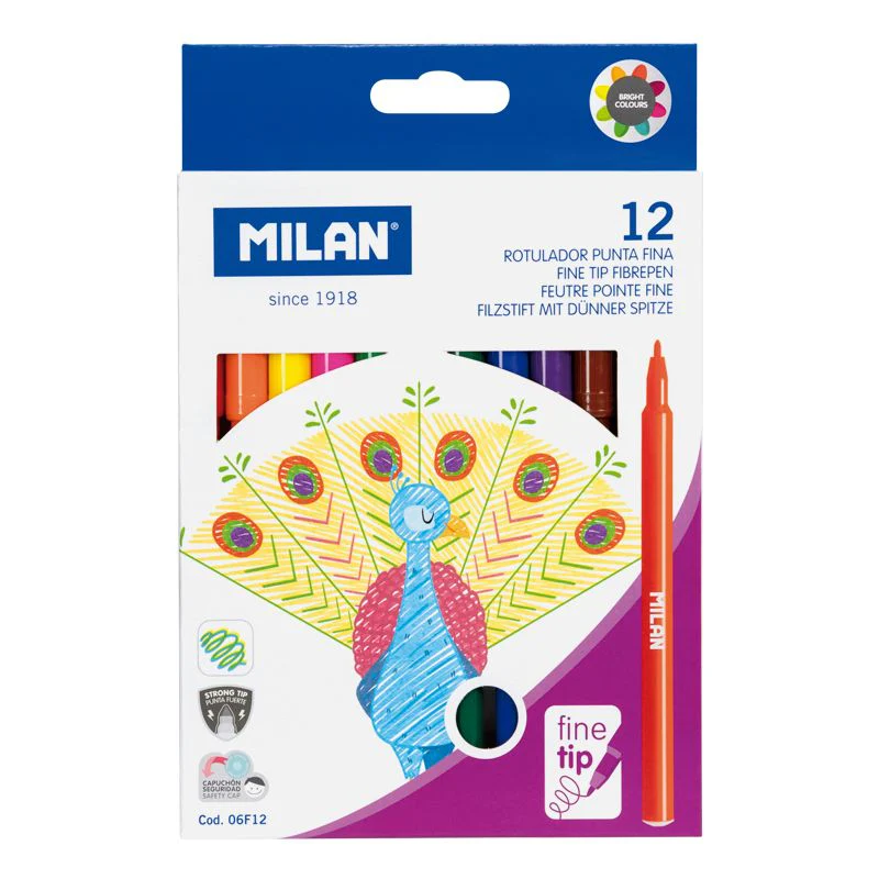 Milan Value Fine Tip Assorted Markers Set Of 12 - Nail Gallerys