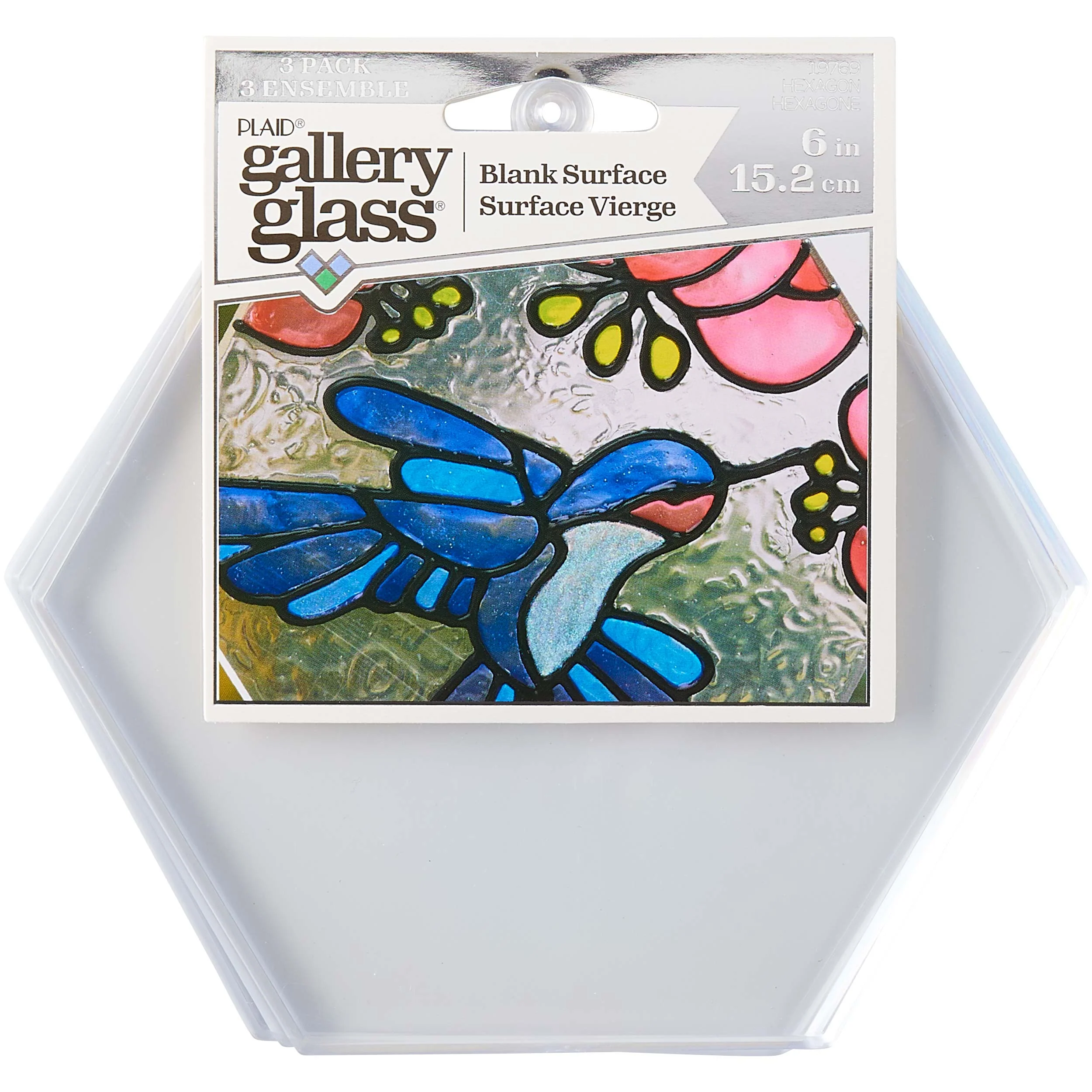 Plaid Gallery Glass 6inch Hexagon Surface 3 Pieces - Nail Gallerys