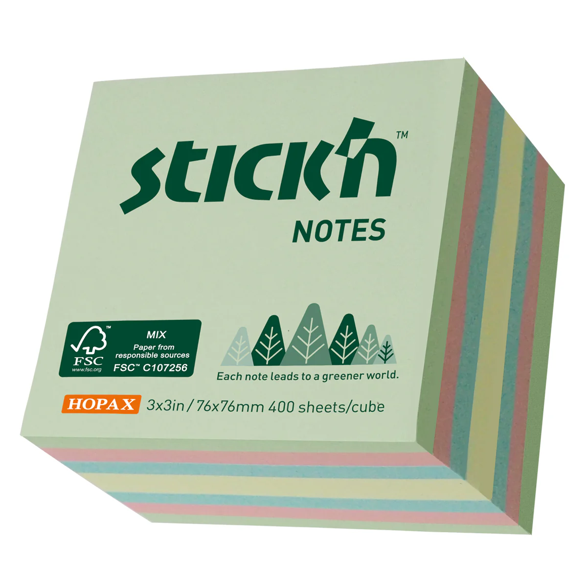 Stick'n FSC Cube 76x76mm 400 sheets Assorted Pastel - Nail Gallerys