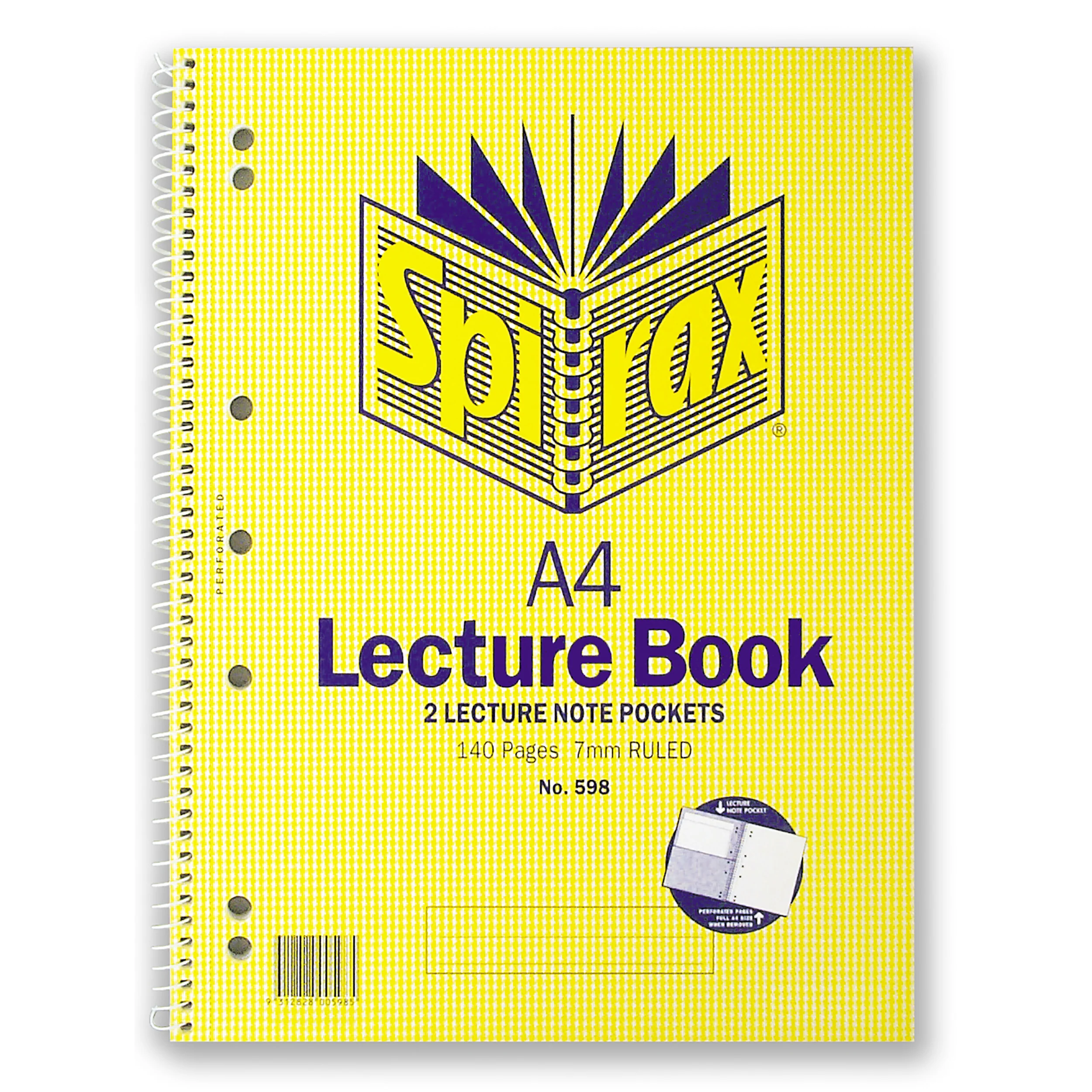Spirax 598 Lecture Book With Pocket A4 140 Page S/o - Pack Of 10 - Nail Gallerys