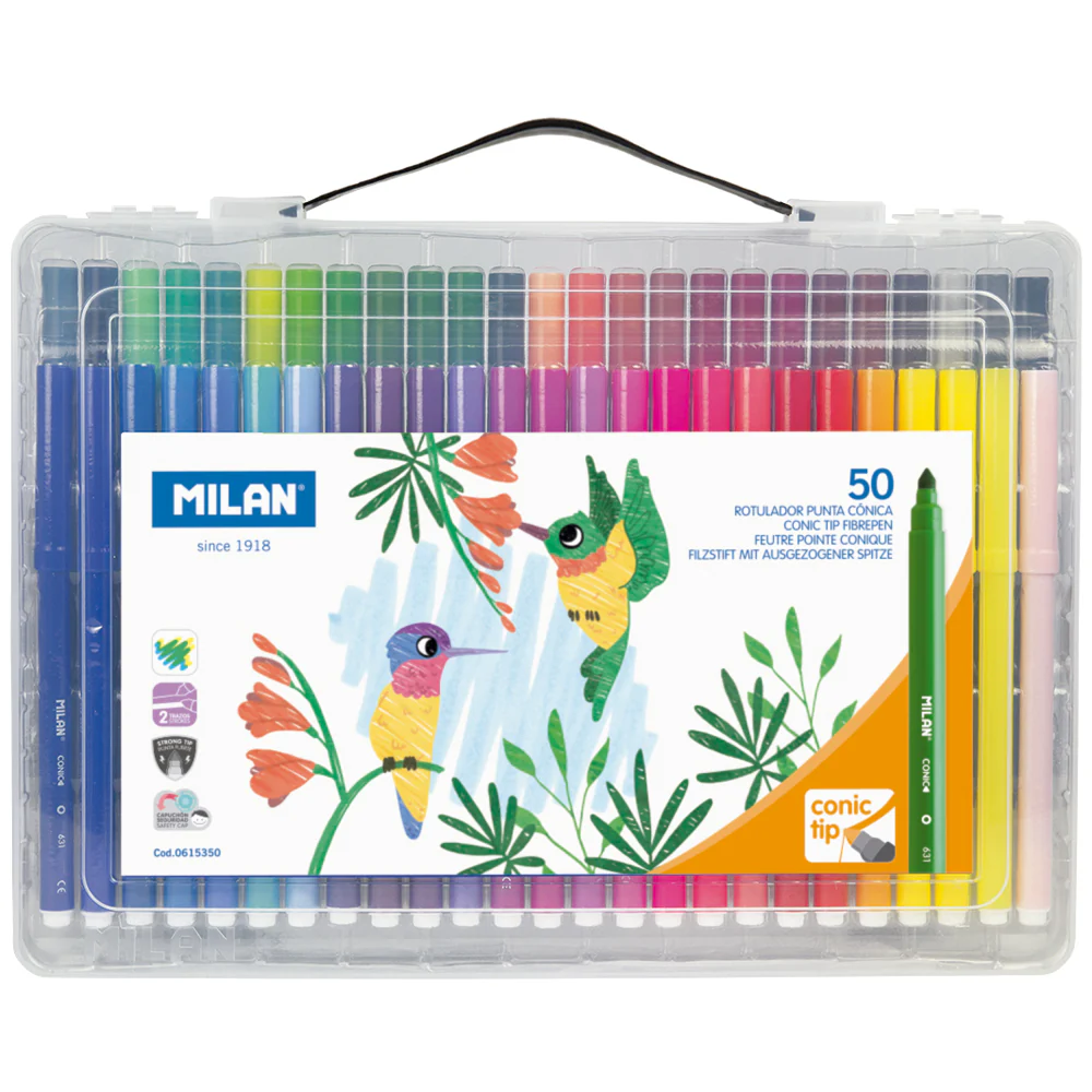 Milan Conic Tip Assorted Fibre Pens Set Of 50 - Nail Gallerys
