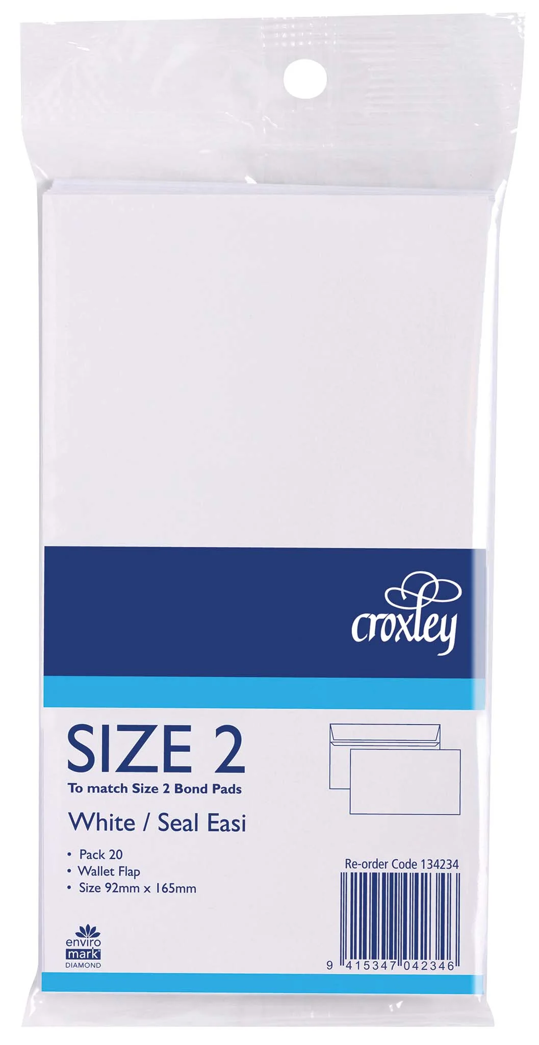 Croxley Envelope Size 2 Seal Easi Bond 92x165mm 20 Pack - Nail Gallerys