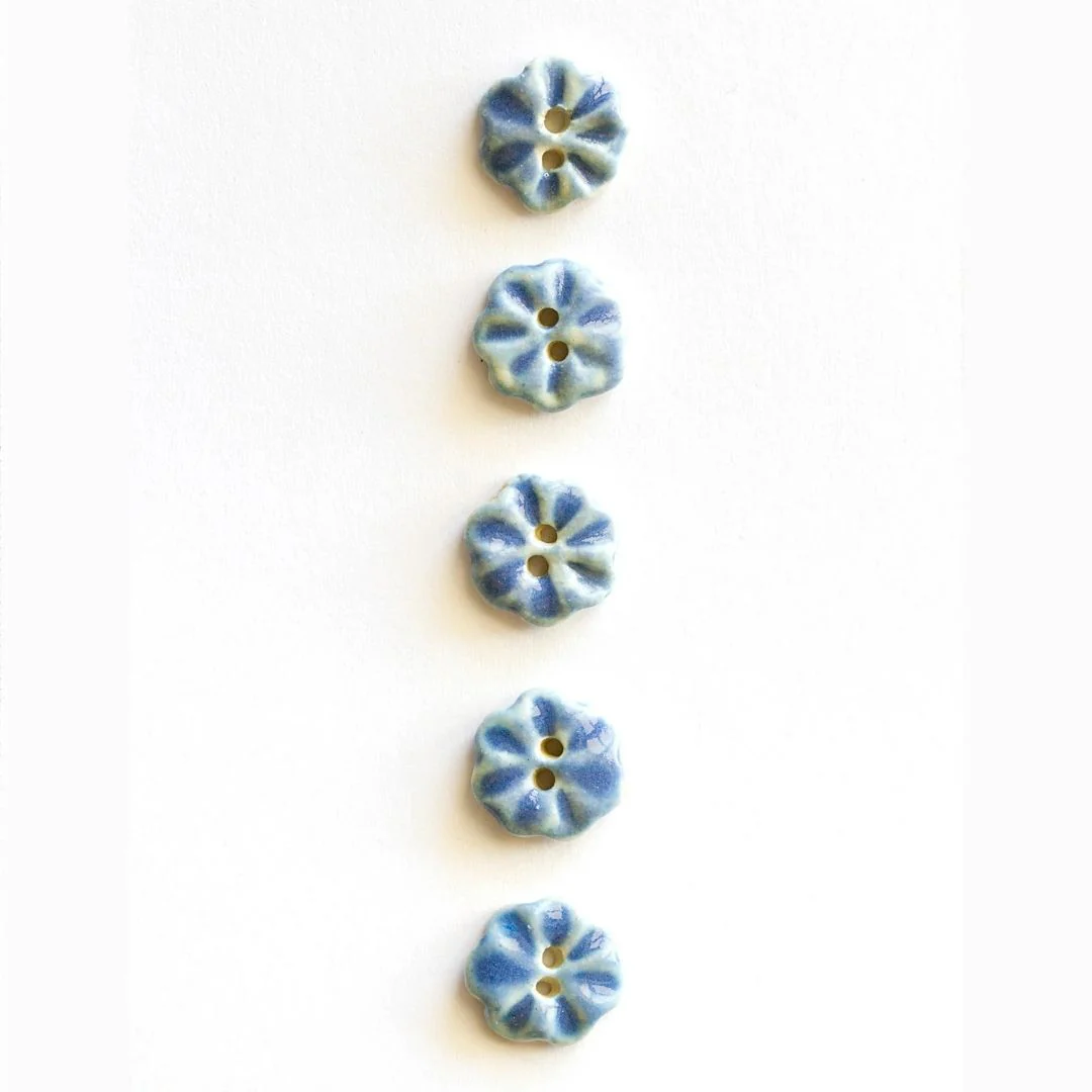 Incomparable Buttons - Small Blue Flowers - Card of 5 - Nail Gallerys