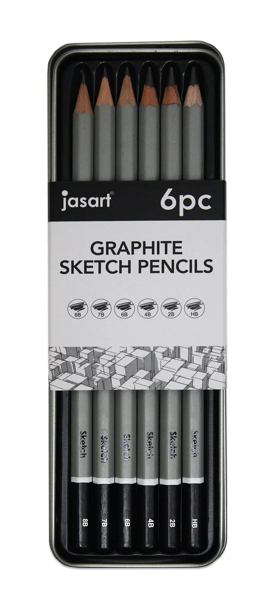 Jasart Studio Graphite Sketching Pencils Tin of 6 - Nail Gallerys