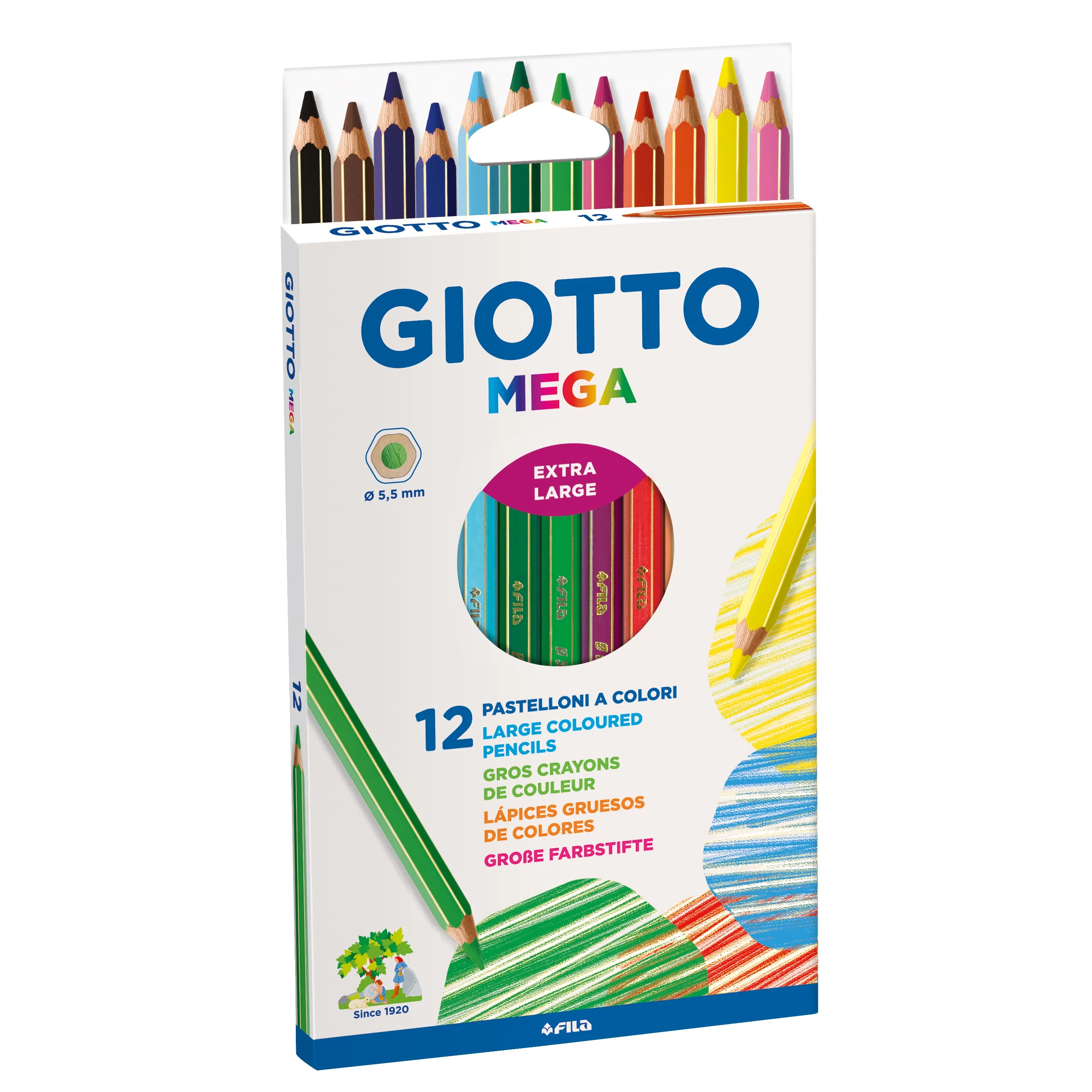 Giotto Mega Colouring Pencils Set of 12 - Nail Gallerys