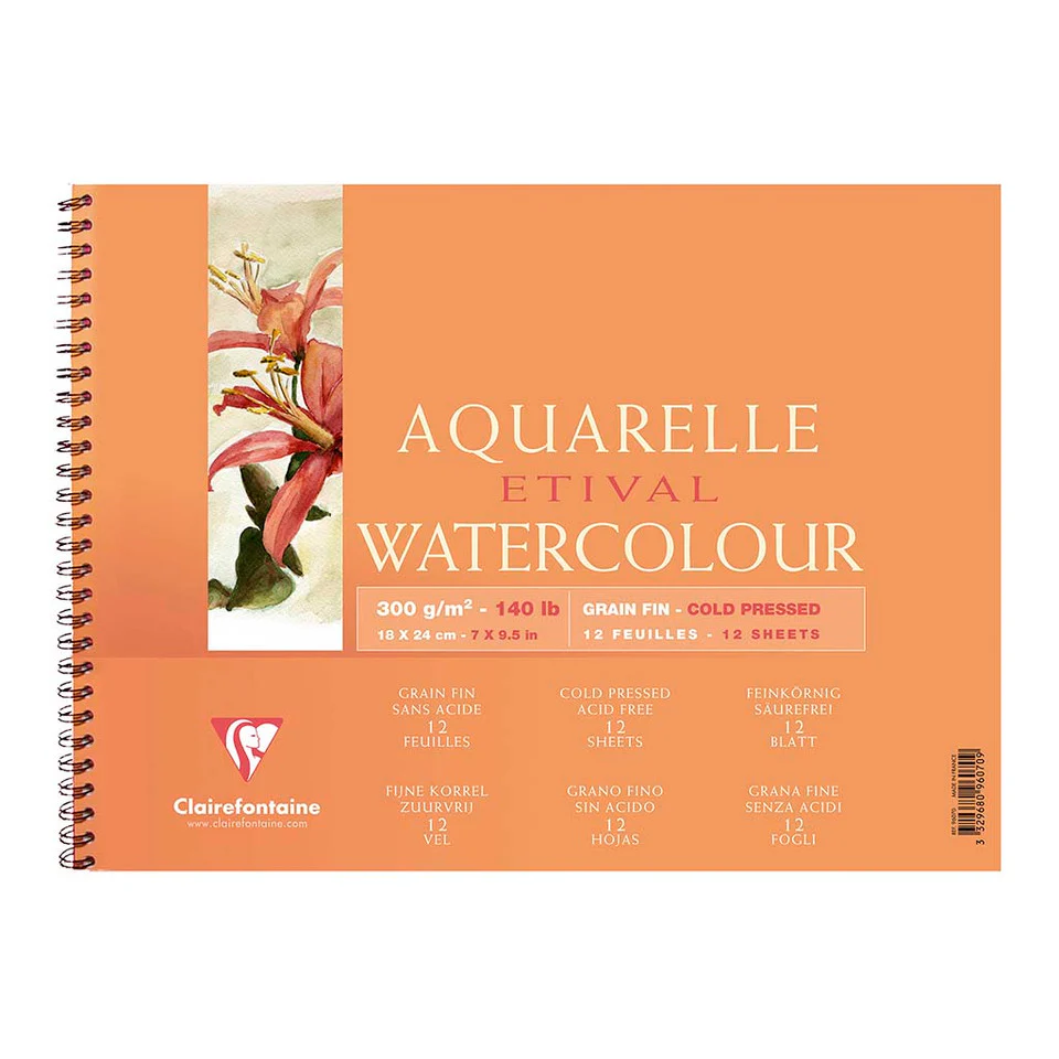 Clairefontaine Etival Cold Press Wirebound Pad 300gsm 12 Sheets - Nail Gallerys