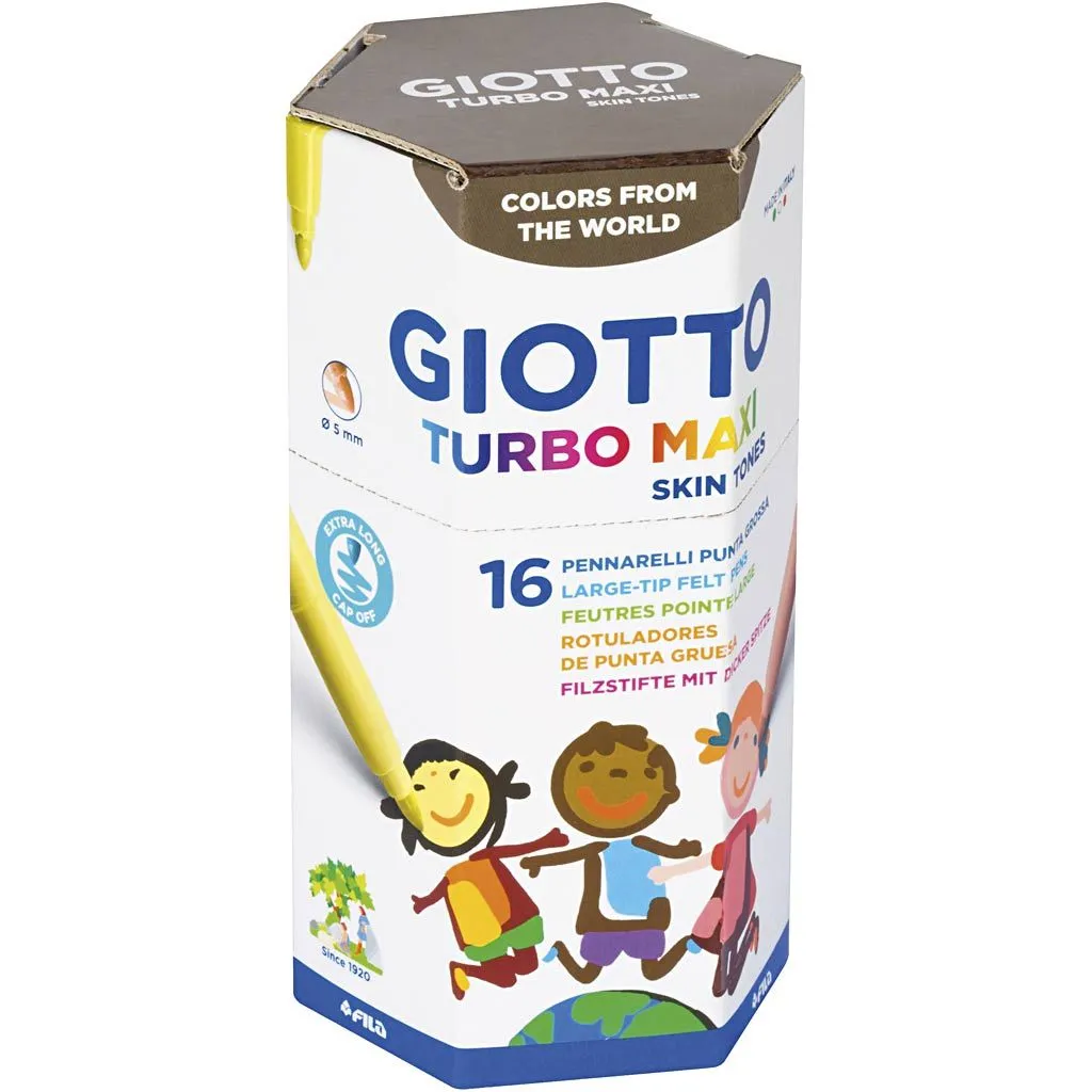 Giotto Turbo Maxo Skin Tone Felt Pens Pot of 16 - Nail Gallerys