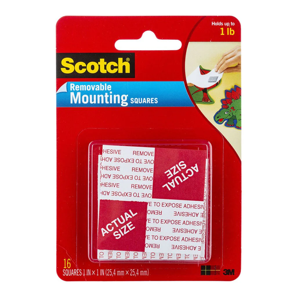 Scotch Mounting Squares Removable 108 Size 25.4mm X 25.4mm Pack 16 - Nail Gallerys