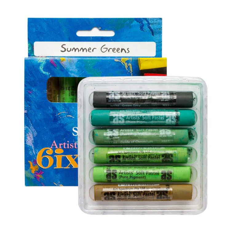 Art Spectrum Soft Round Pastels Set Of 6 - Summer Greens - Nail Gallerys