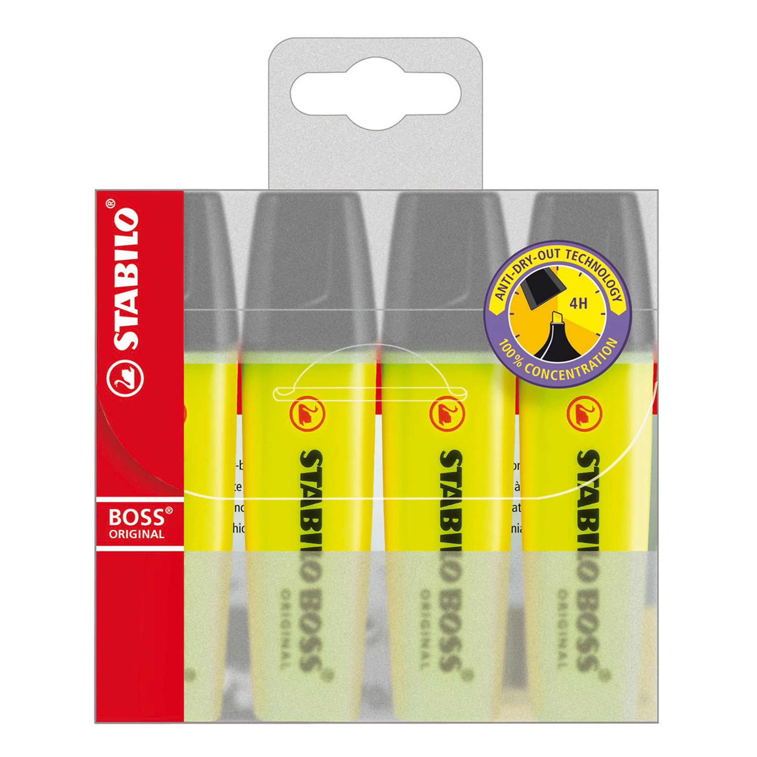 Stabilo Boss Highlighter Yellow Pack Of 4 - Nail Gallerys