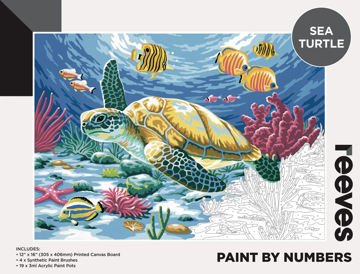 Reeves Paint By Numbers 12x16 Inch Turtle - Nail Gallerys
