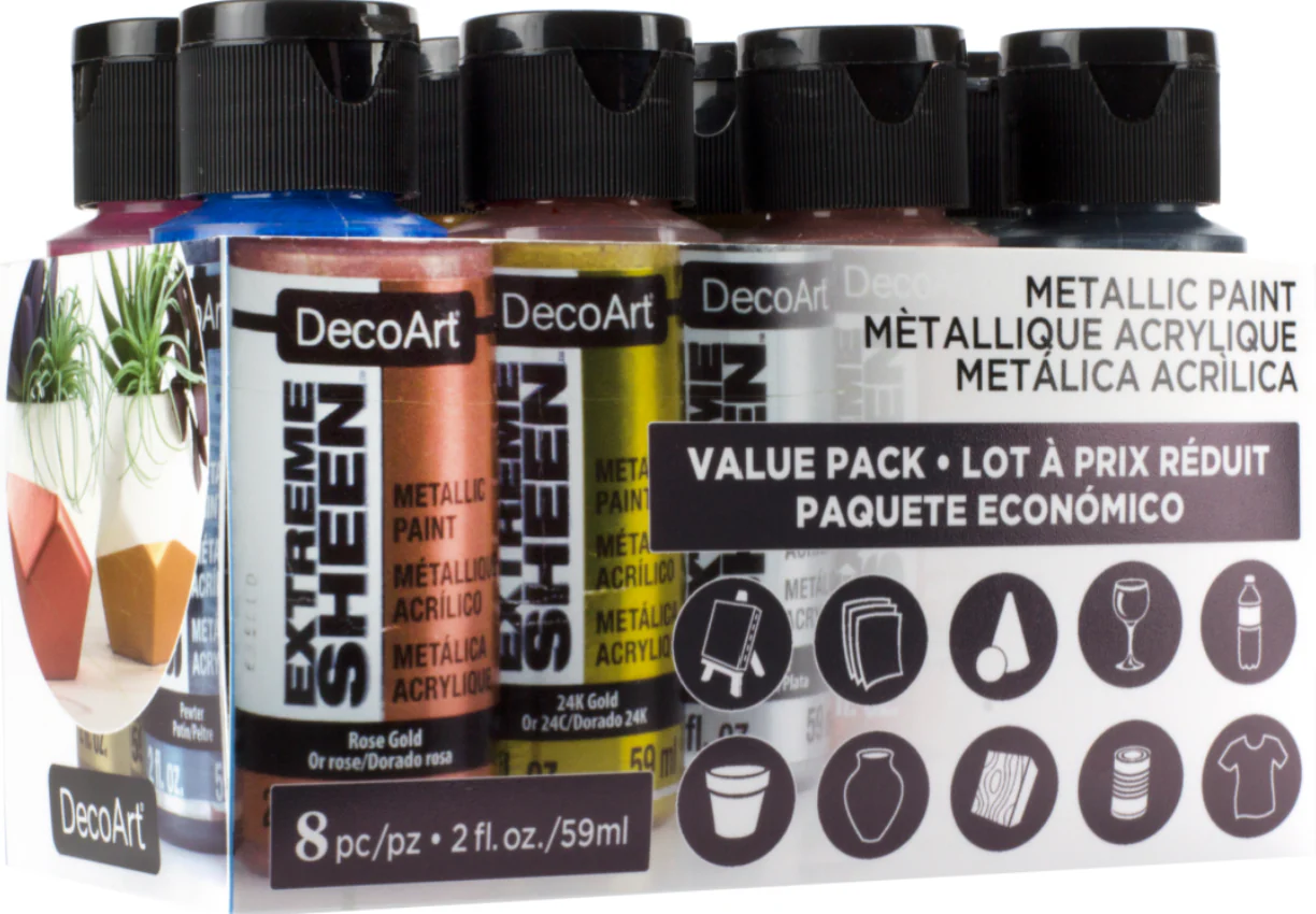 Decoart Extreme Sheen Metallic Paint Set Of 8 - Nail Gallerys
