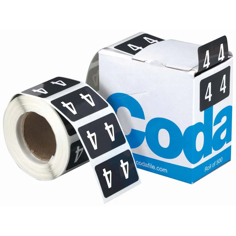 Codafile Label Numeric 4 25mm Roll 500 - Nail Gallerys