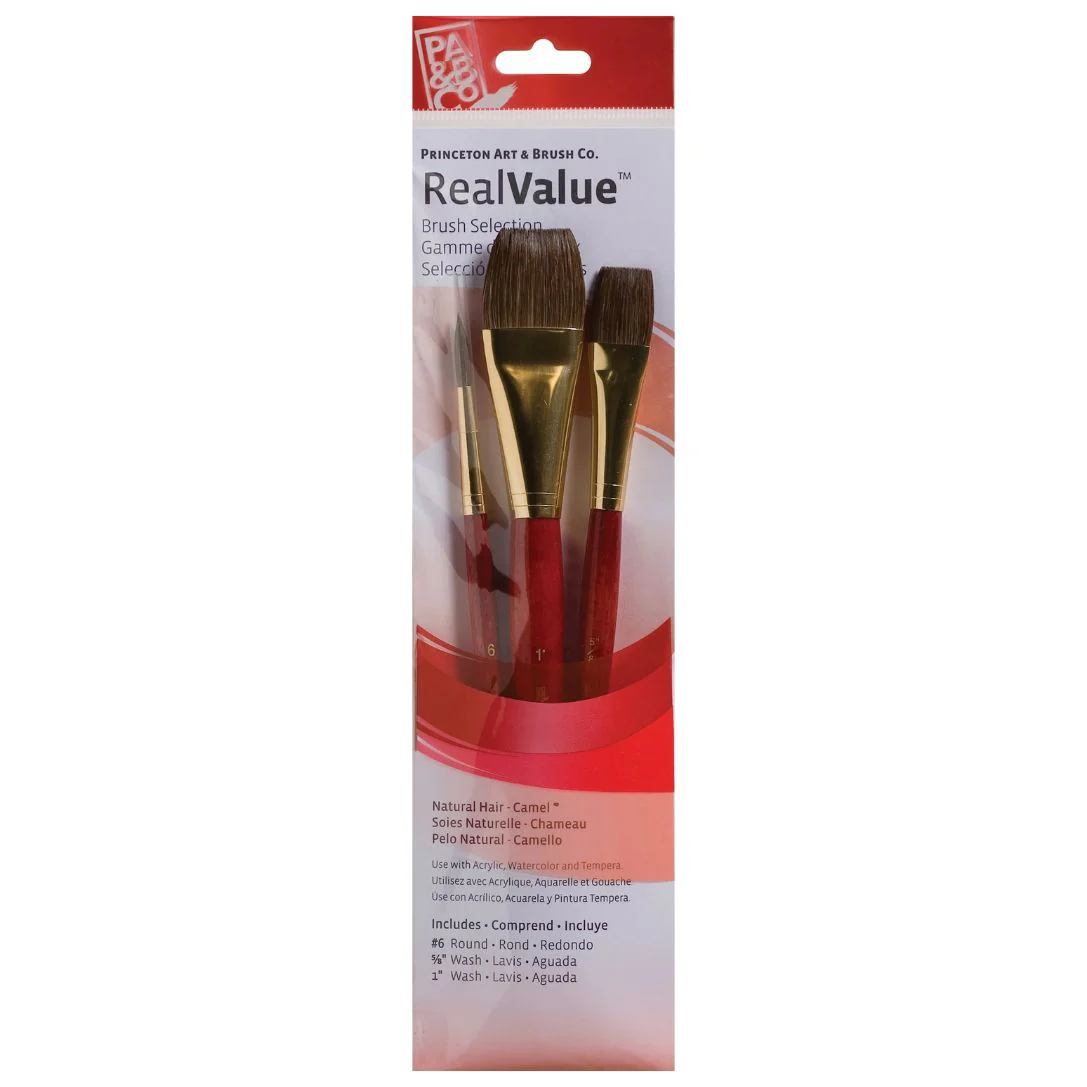 Princeton Real Value Natural Hair 9122 Brushes Set of 3 - Nail Gallerys