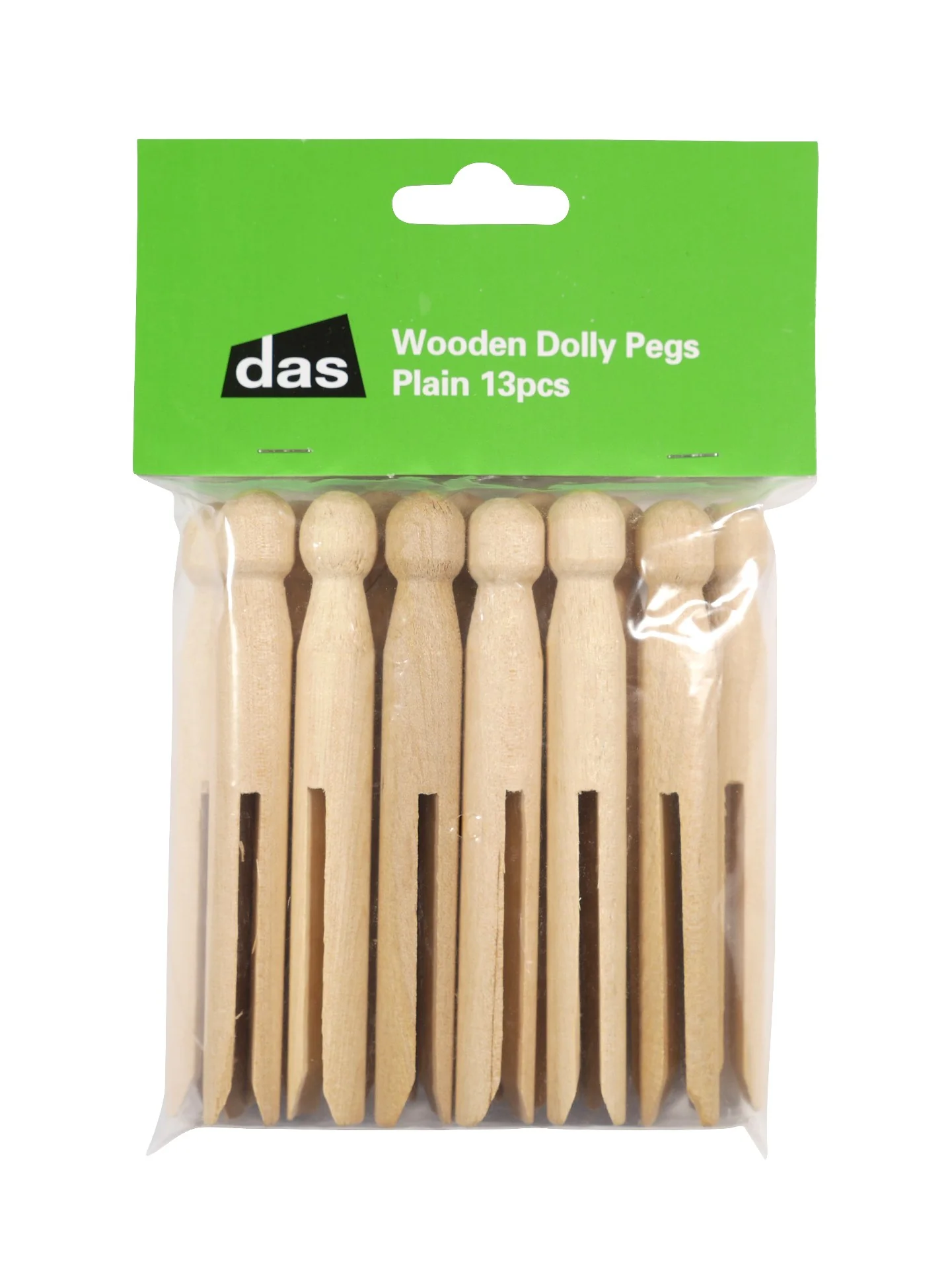 Das Wooden Dolly Pegs Plain Colour Pack Of 13 - Nail Gallerys