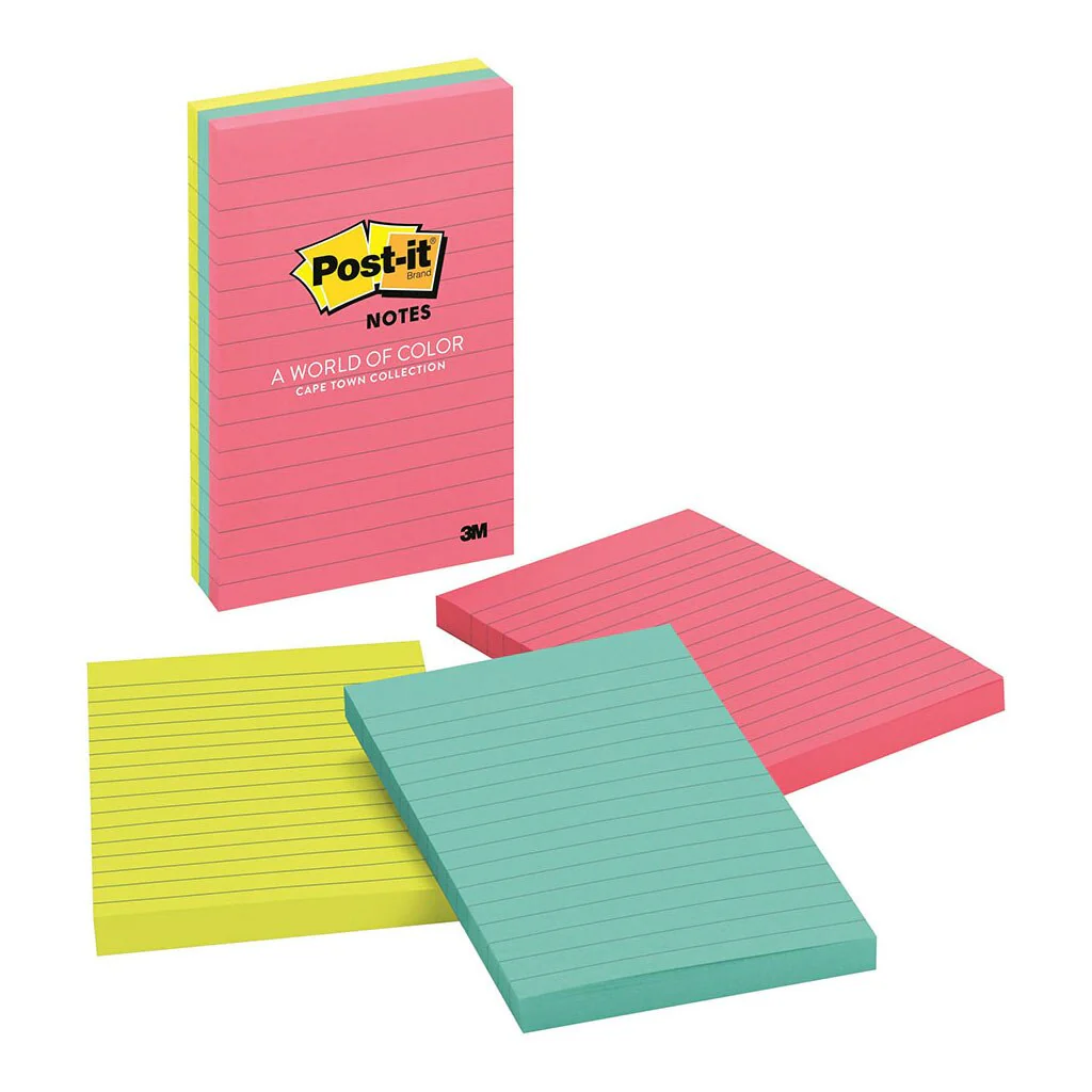 Post-it Notes 660-3an Capetown Collection Lined 101x152mm Pack Of 3 - Nail Gallerys