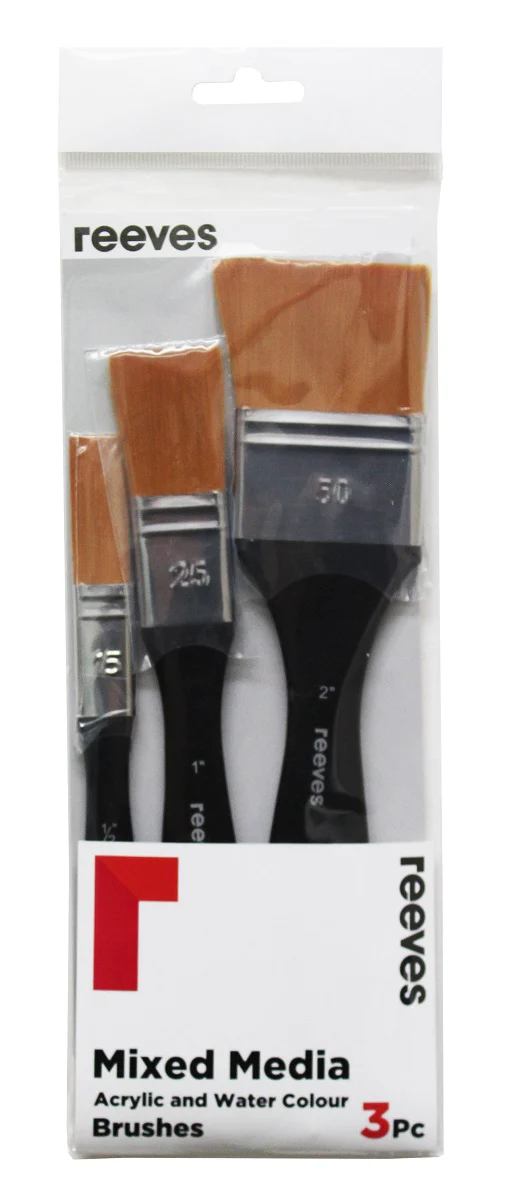 Reeves Mixed Media Synthetic Spalter Brushes Set Of 3 - Nail Gallerys