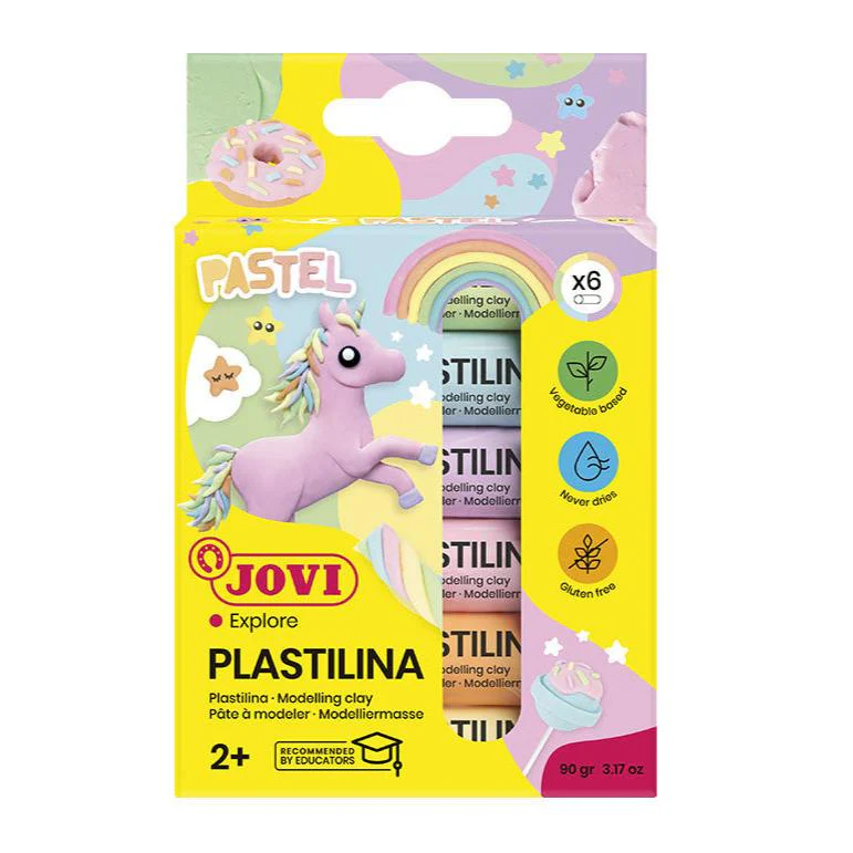 Jovi Plastilina Modelling Clay Sticks Pack of 6 Pastel Colours - Nail Gallerys