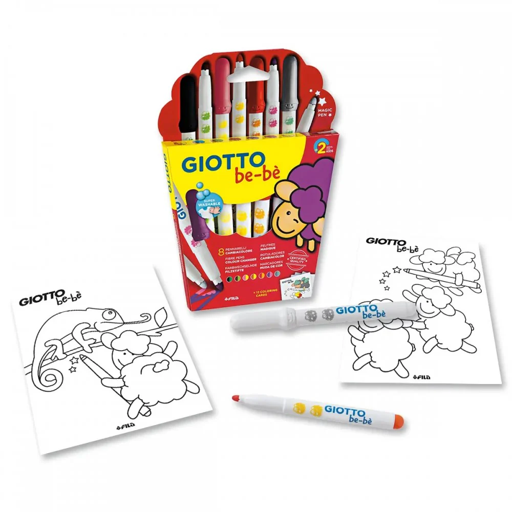 Giotto Be-Be Colour Changing Fibre Pens Set of 7 And Cards - Nail Gallerys