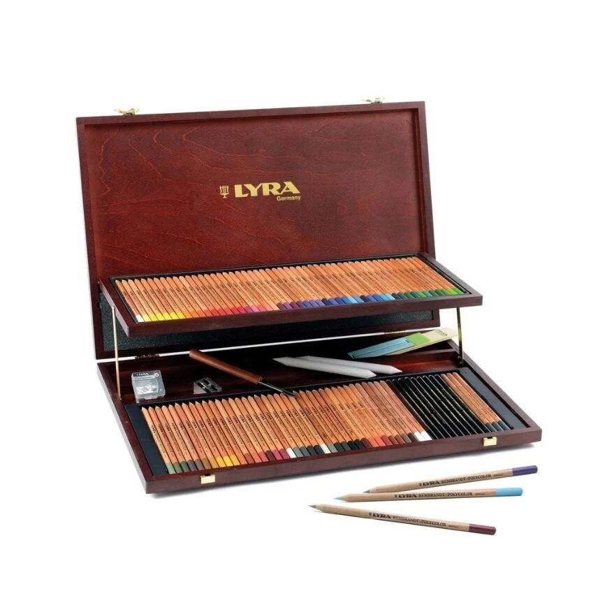 Lyra Aquarell Pencils 2 Shelf Wooden Box Set - Nail Gallerys