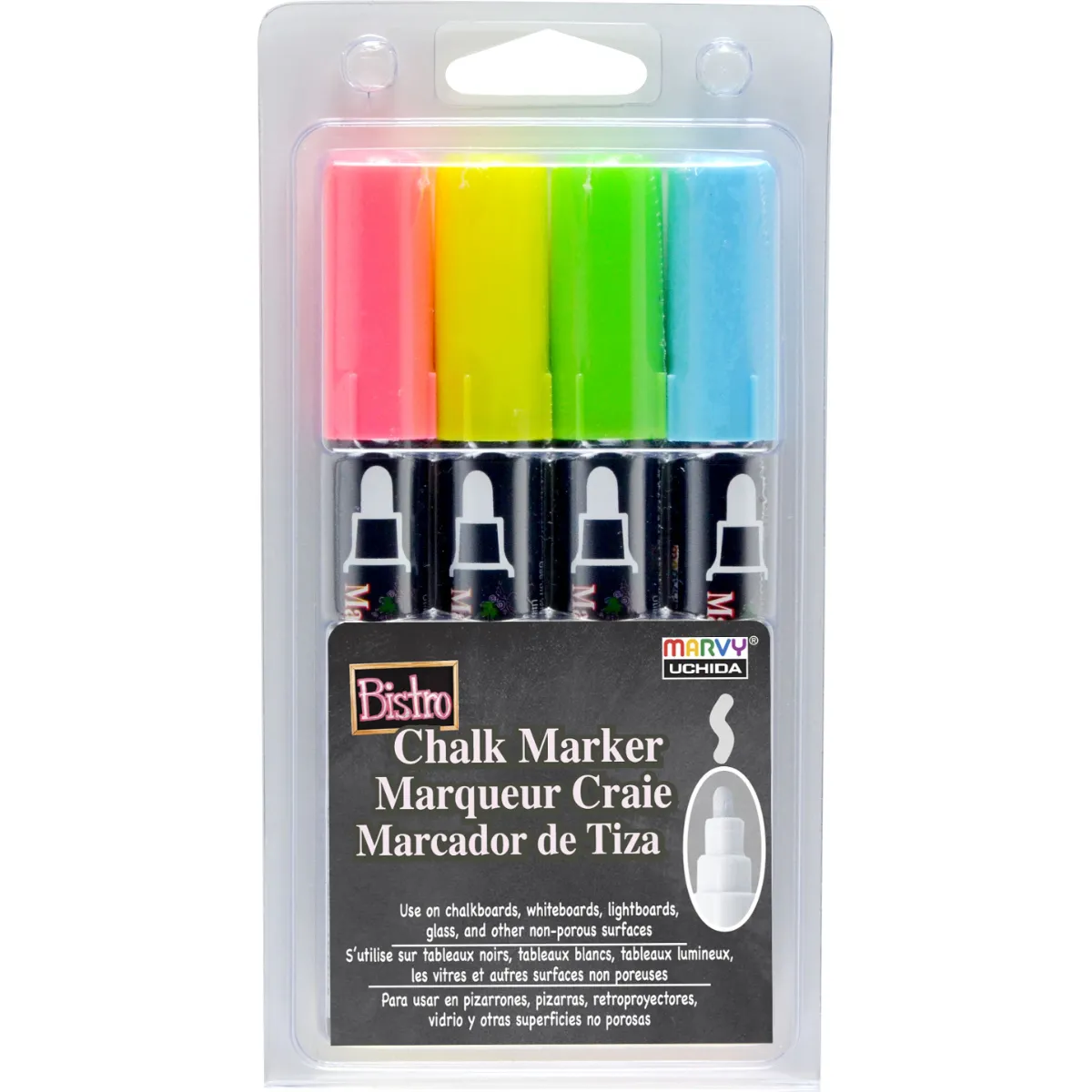 Marvy Bistro 483 Chalk Chisel Markers Sets Of 4 - Nail Gallerys