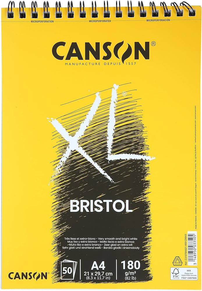 Canson XL Bristol Spiral 180gsm 50 Sheet Pads - Nail Gallerys