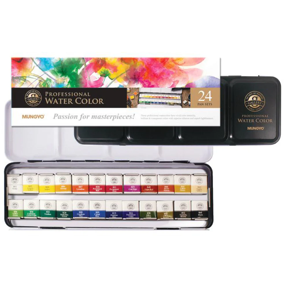 Mungyo Watercolour 24 Half Pan Set - Nail Gallerys
