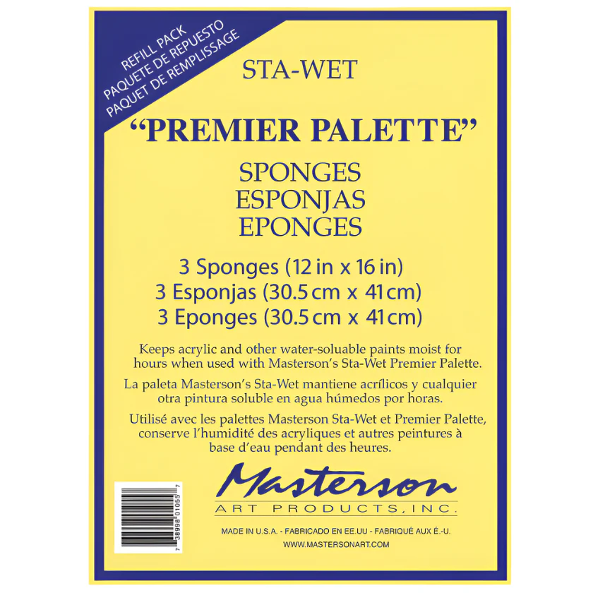 Masterson Sta-wet Premier Sponge Refill Pack Of 3 - Nail Gallerys