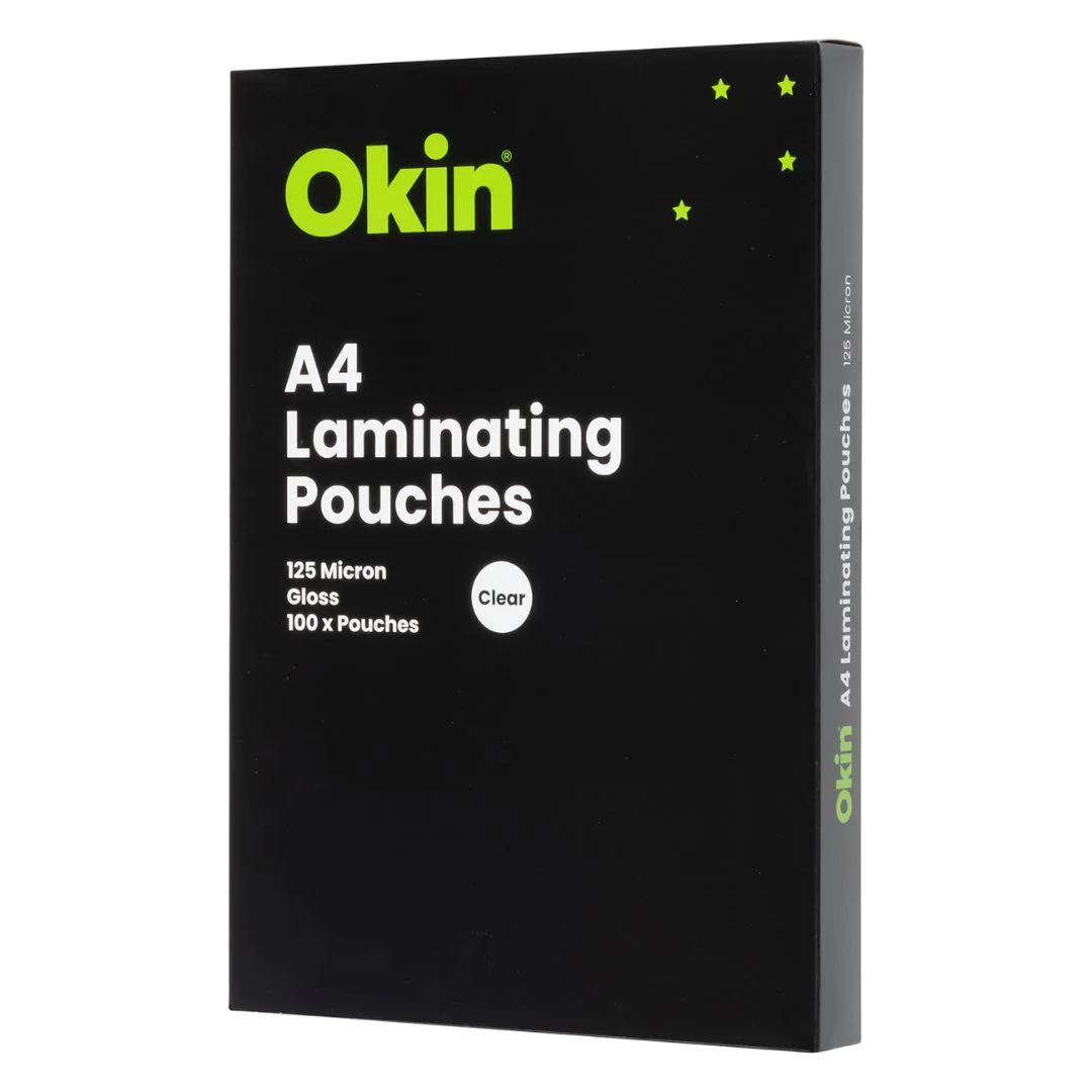 Okin Laminating Pouches A4 Gloss 125mic Pack Of 100 - Nail Gallerys