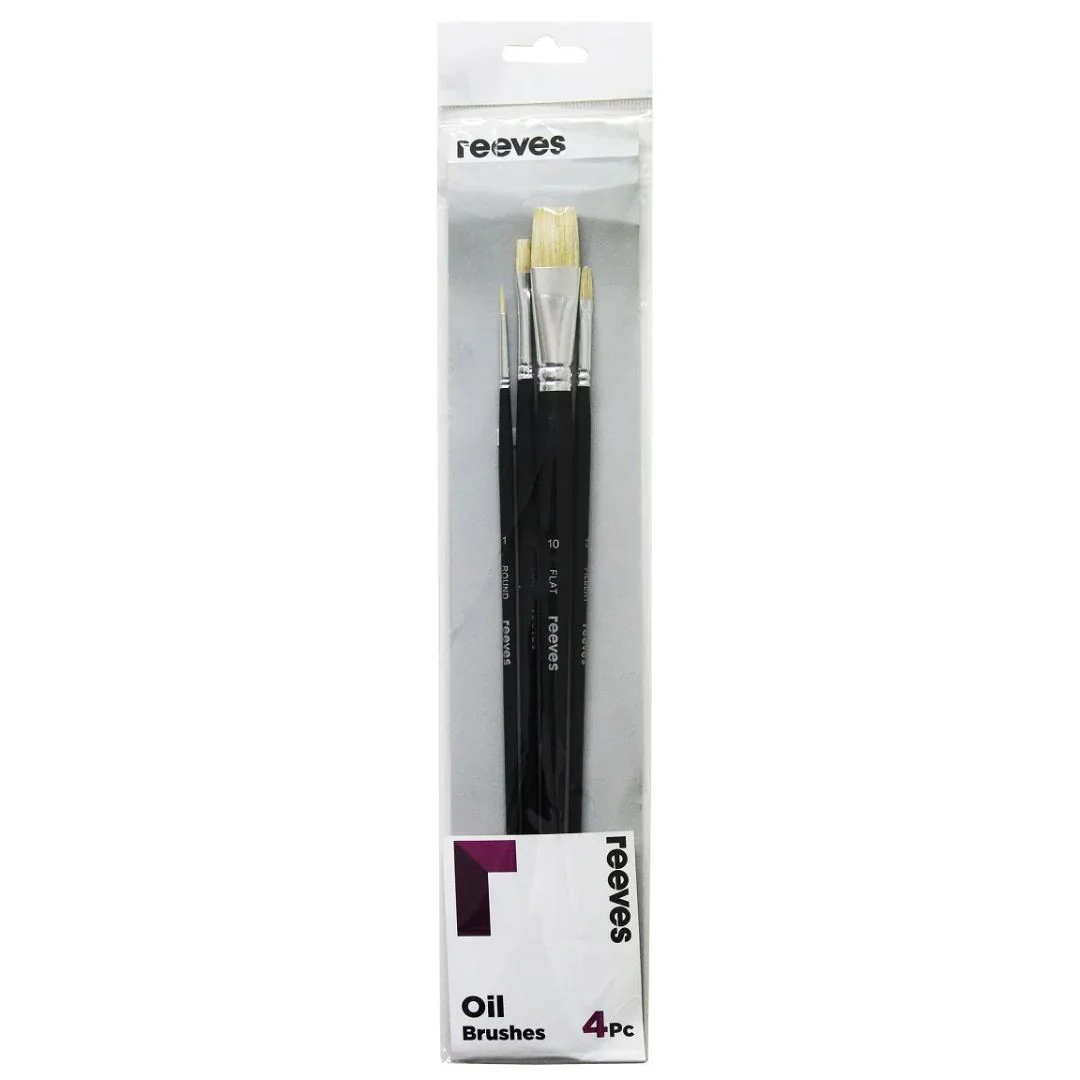 Reeves Oil Hog Long Handle Brushes Set of 4 - Nail Gallerys