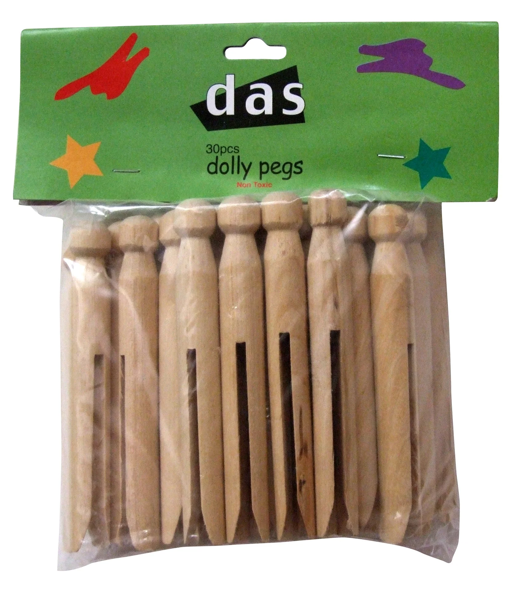 Das Wooden Dolly Pegs Plain Colour Pack Of 30 - Nail Gallerys