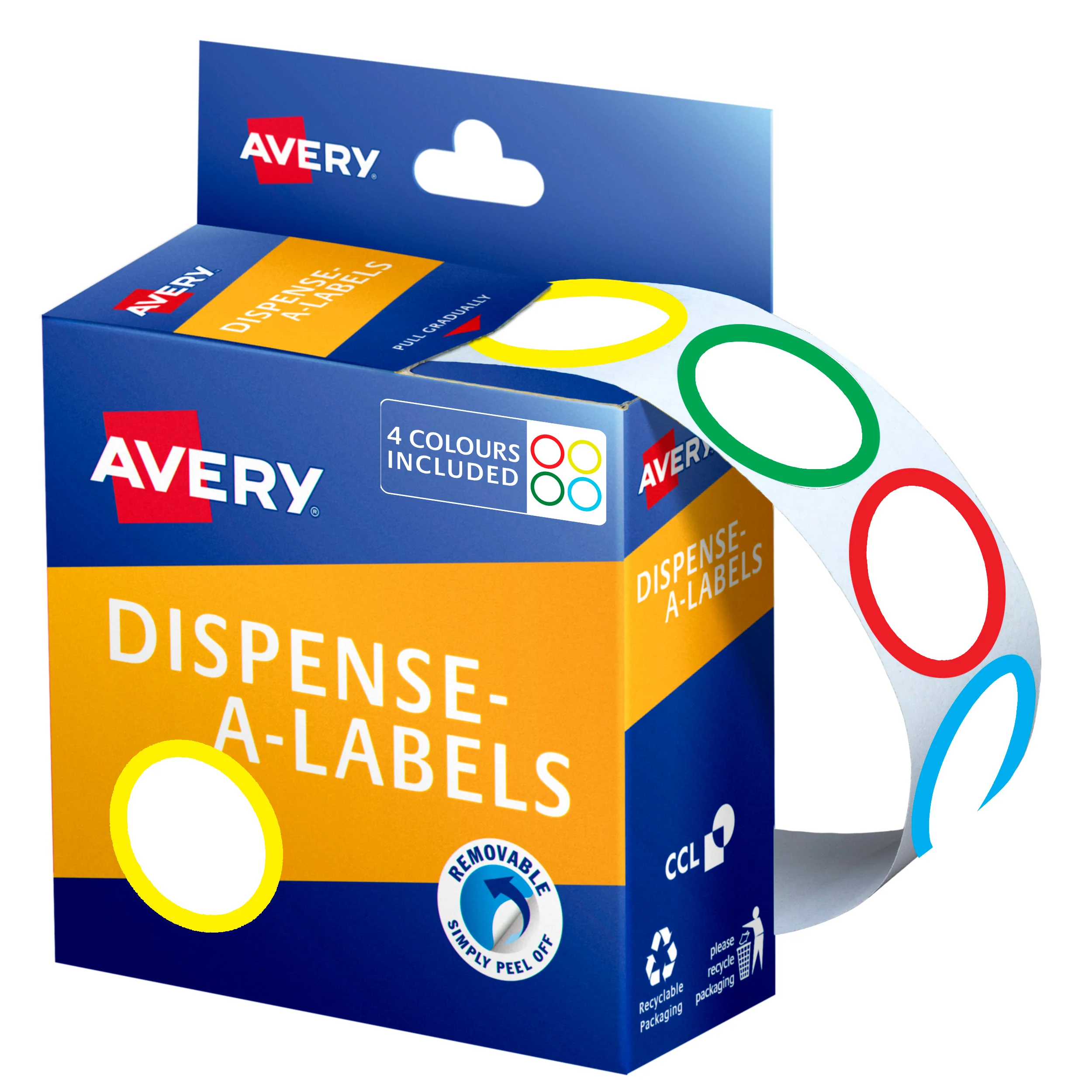 Avery Label Dispenser Assorted Rings Round 24mm Pack of 300 - Nail Gallerys