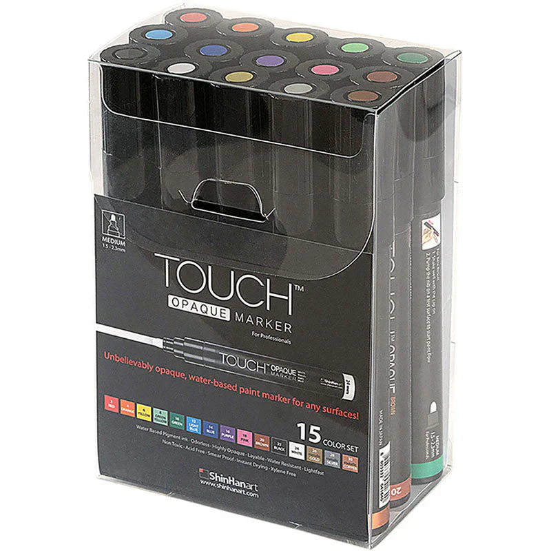ShinHan Touch Opaque Markers Medium Set of 15 - Nail Gallerys