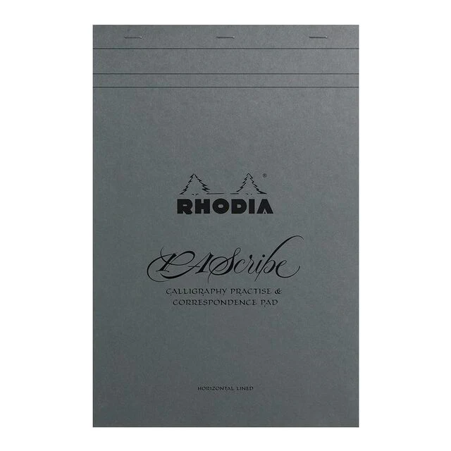 Rhodia Pascribe Calligraphy Maya Grey Pad A4+ Lined - Nail Gallerys