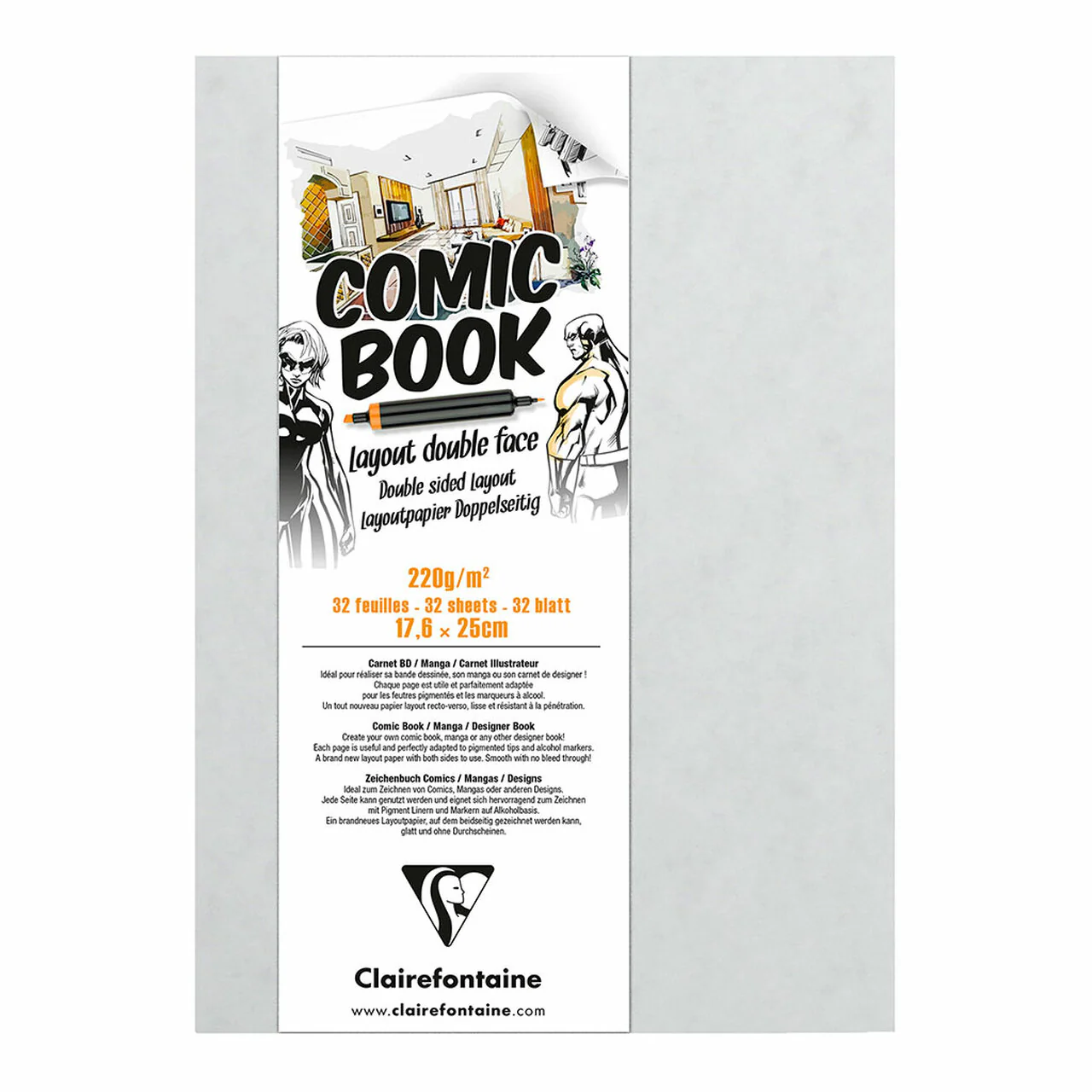 Clairefontaine Comic Book 220gsm 32 Sheets - Nail Gallerys
