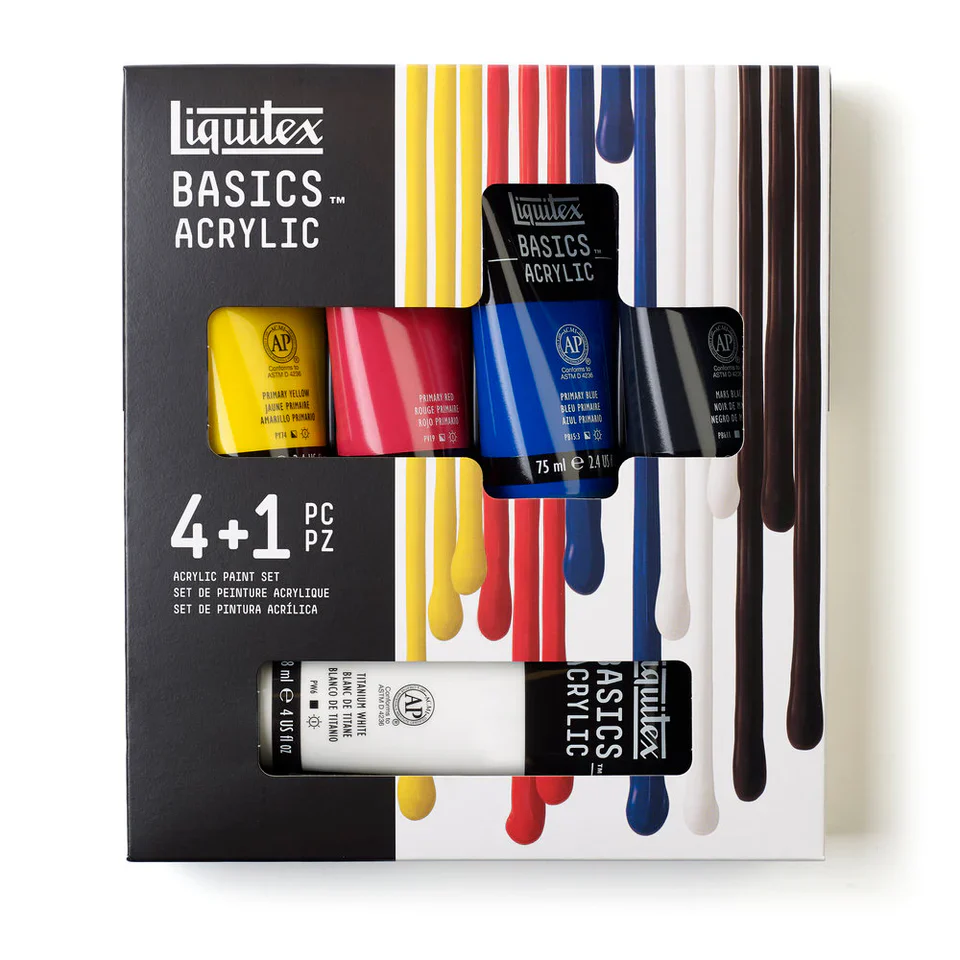 Liquitex Basics Acrylic Paints Set Of 4 X 75ml + 118ml - Nail Gallerys